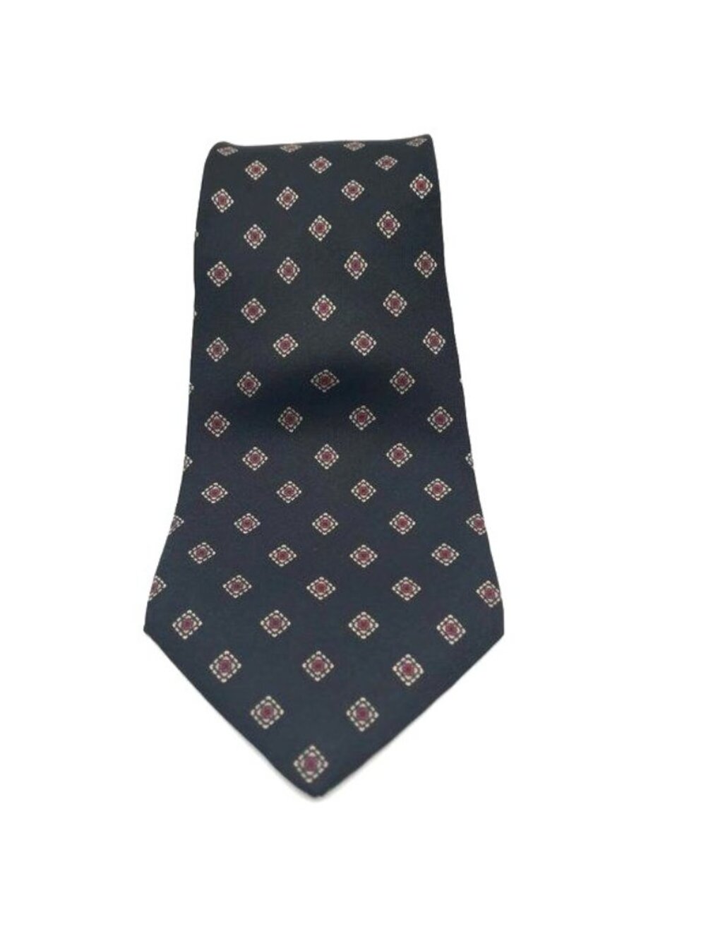 Vintage Christian Dior Tie Black Red Tan Geometric Silk 58.25" x3.5" 90s